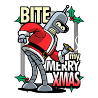 Bender Santa "Bite My Merry Xmas" Futurama Holiday T-Shirt