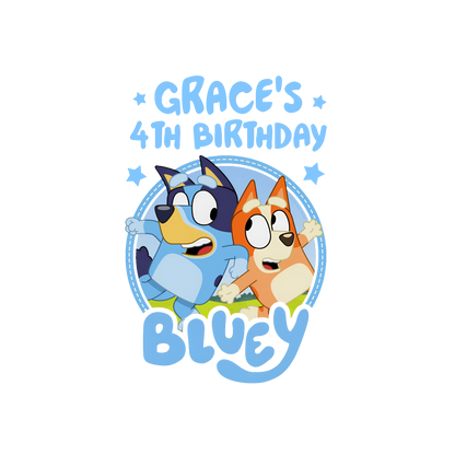 Bluey Toddler Birthday Custom Name & Age Tee