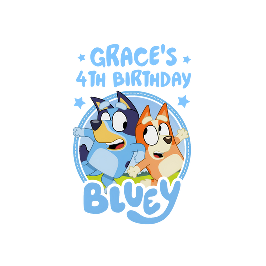 Bluey Toddler Birthday Custom Name & Age Tee
