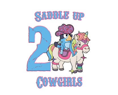 Bluey Saddle Up Cowgirls Toddler Personalized Birthday Tee Girls Shirt