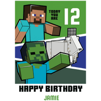 Minecraft Youth Custom Birthday Age & Name Graphic Tee Unisex Shirt