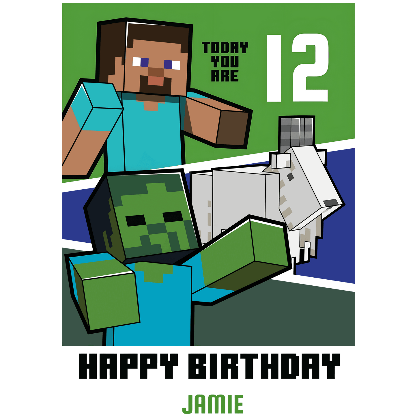 Minecraft Youth Custom Birthday Age & Name Graphic Tee Unisex Shirt