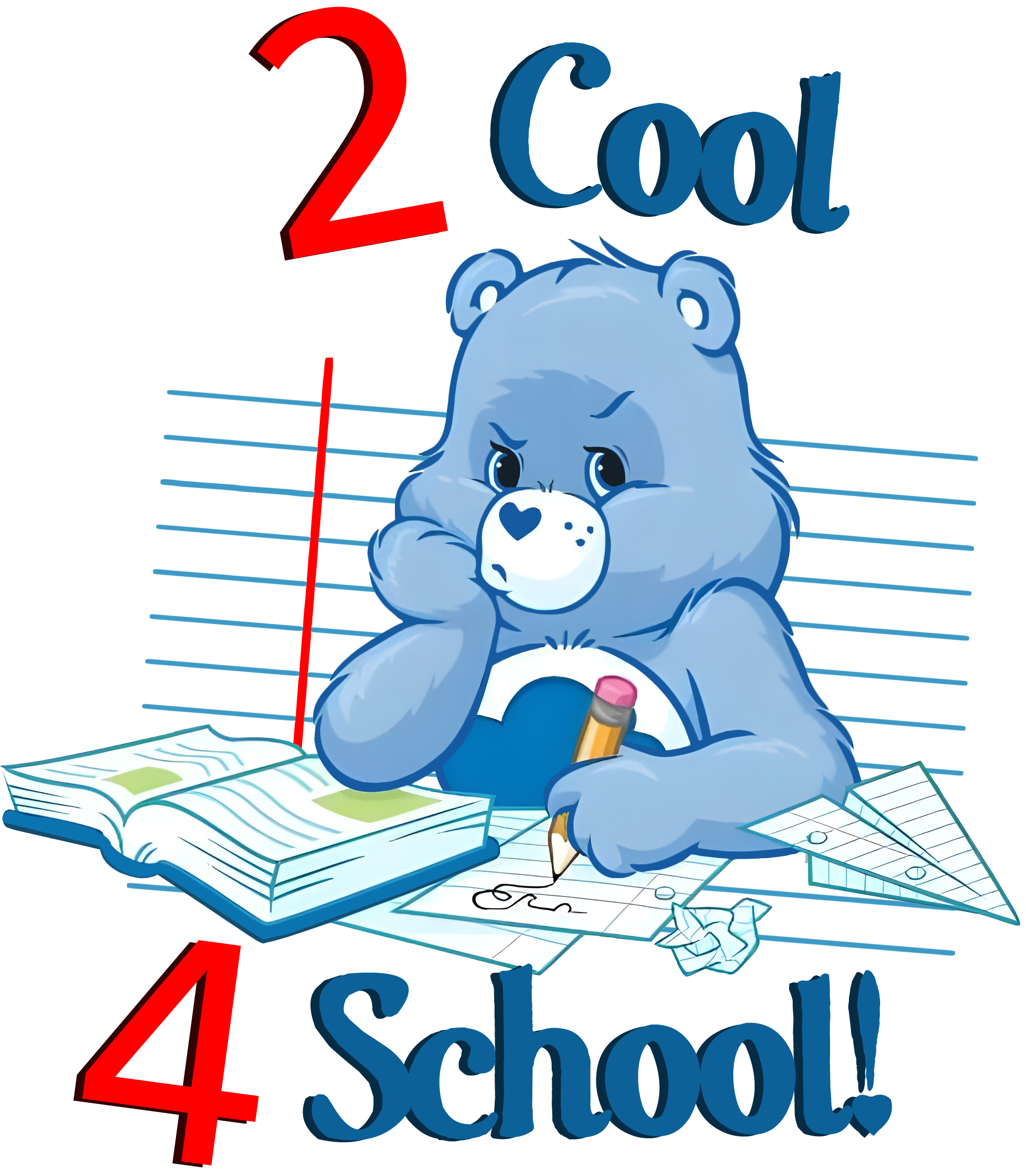 Grumpy Bear 2 Cool 4 School Youth CareBear Back To Svhool Shirt