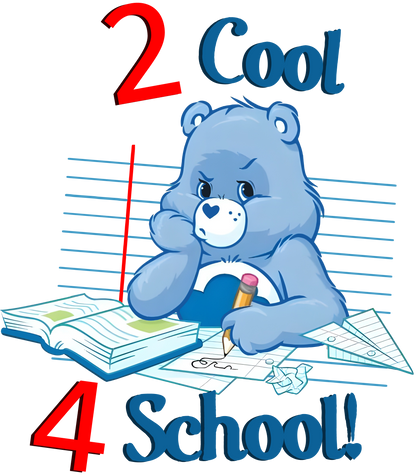 Grumpy Bear 2 Cool 4 School Youth CareBear Back To Svhool Shirt