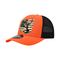 Hunter Orange American Flag Deer Snap Back