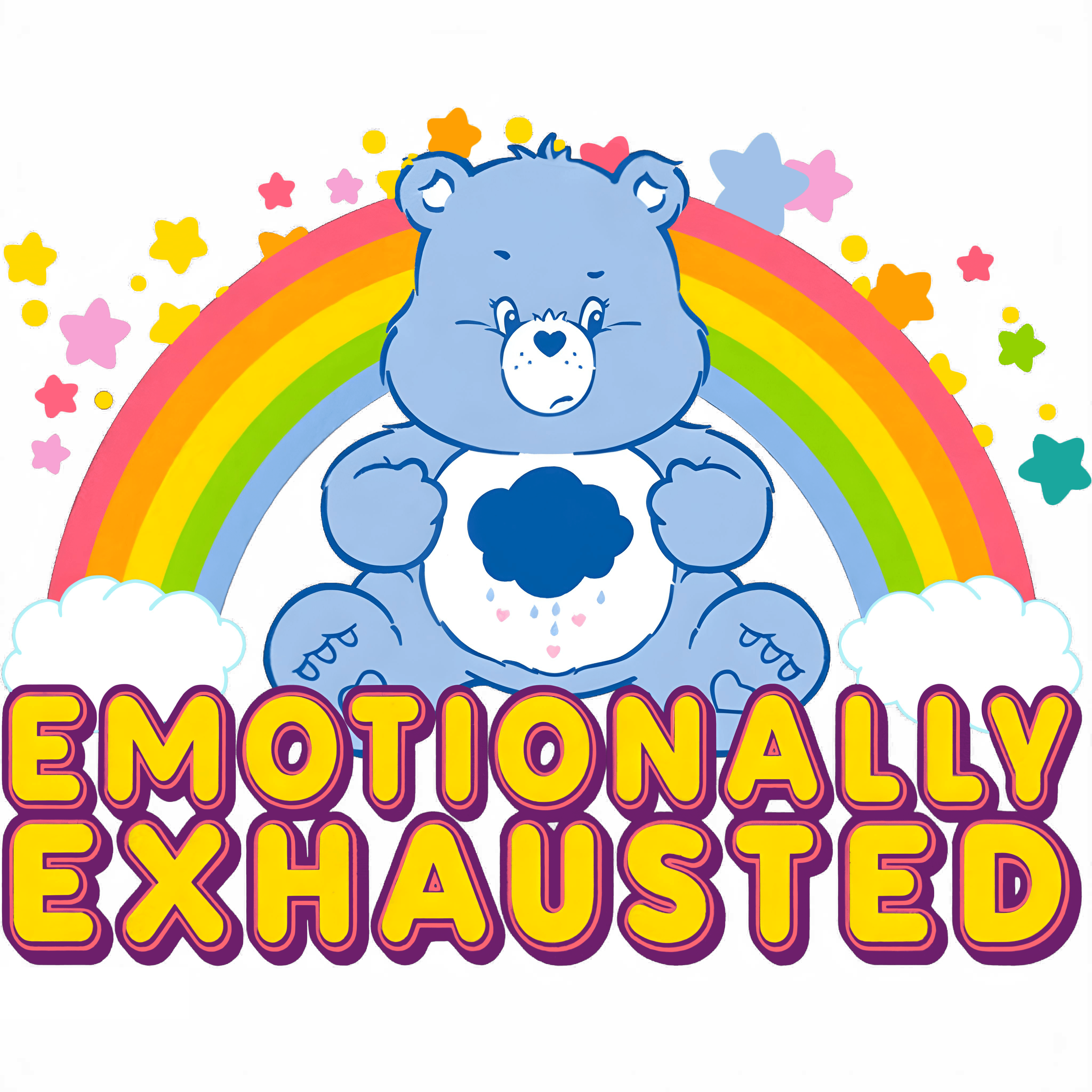 Emotionally Exhausted Care Bear Graphic Hoodie Womens Hoodie