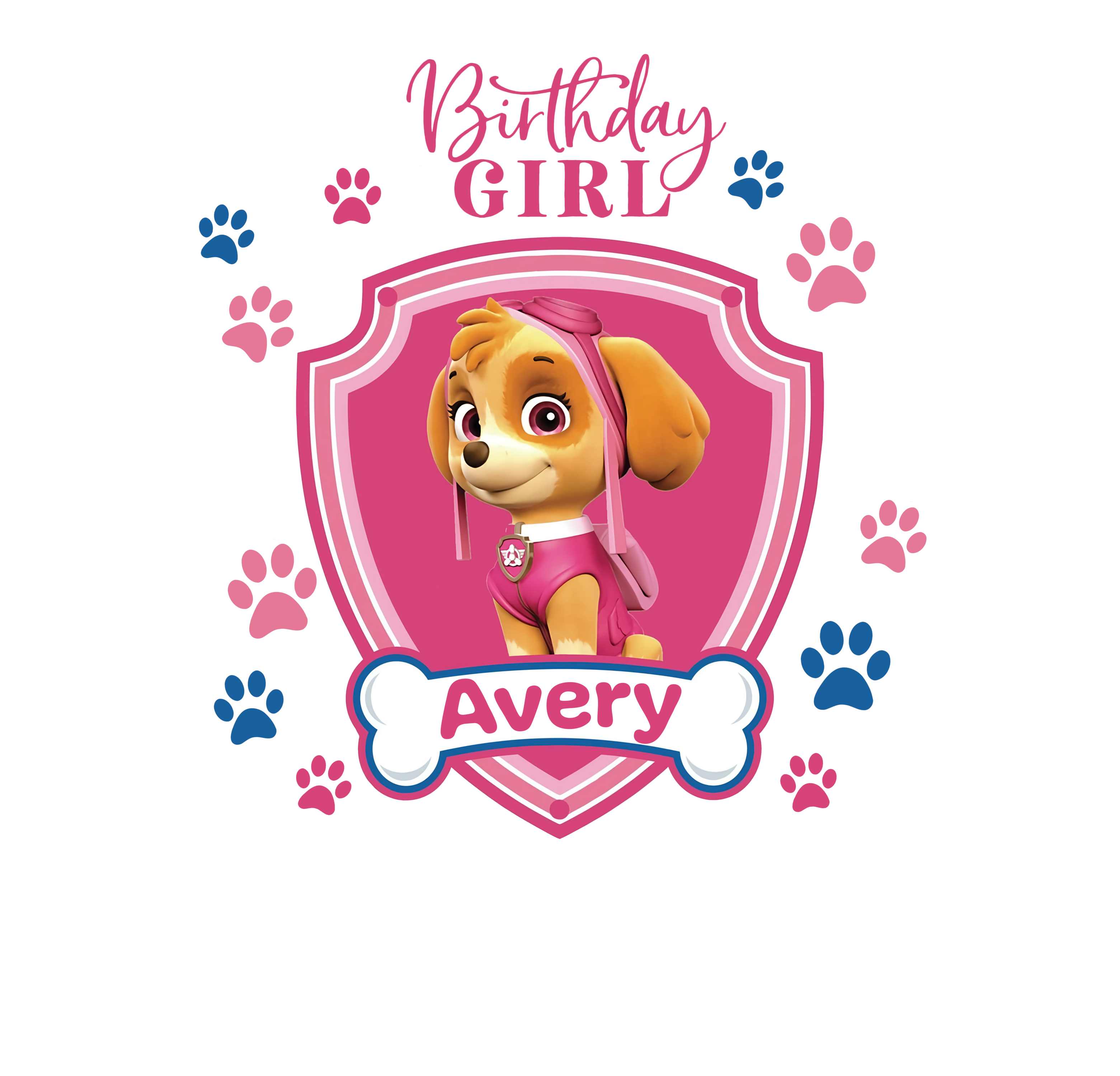 Paw Patrol Skye Toddler Personalized Name Birthday Girl Tee