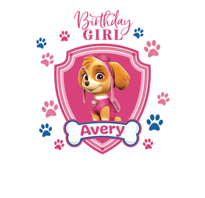 Paw Patrol Skye Youth Personalized Name Birthday Girl Tee