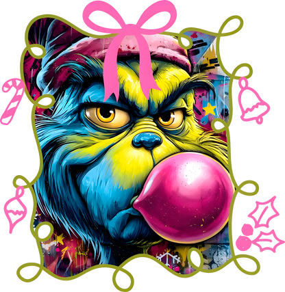 Grinch Pop Art Christmas Tee | Bubblegum Grinch Holiday Tee