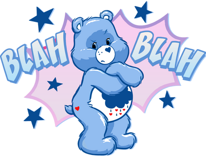 Grumpy Bear "Blah Blah" Graphic Hoodie Unisex Hooded Sweatshirt