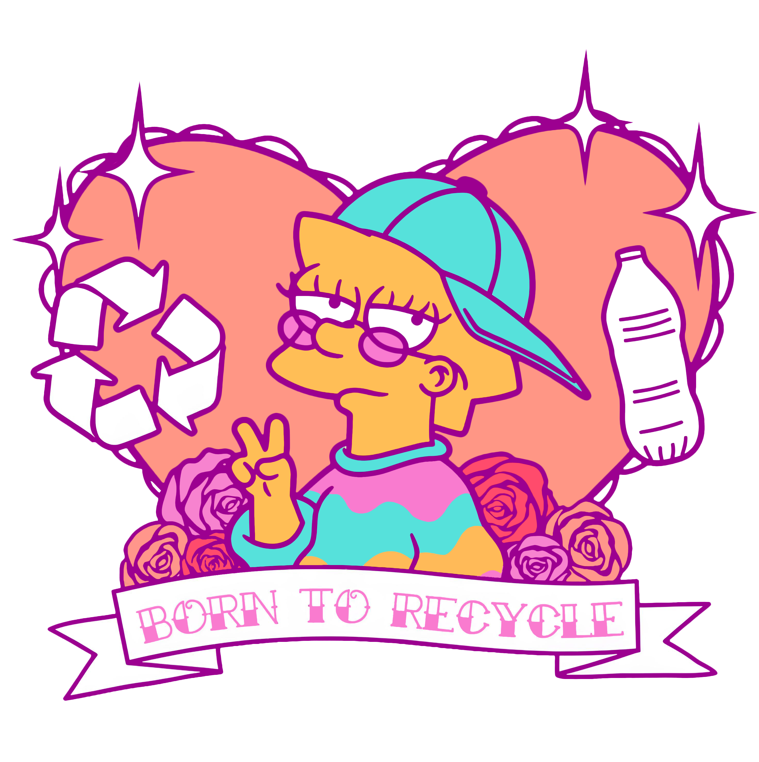 Lisa Simpson "Born To Recycle" Graphic Hoodie Womens Hoodie