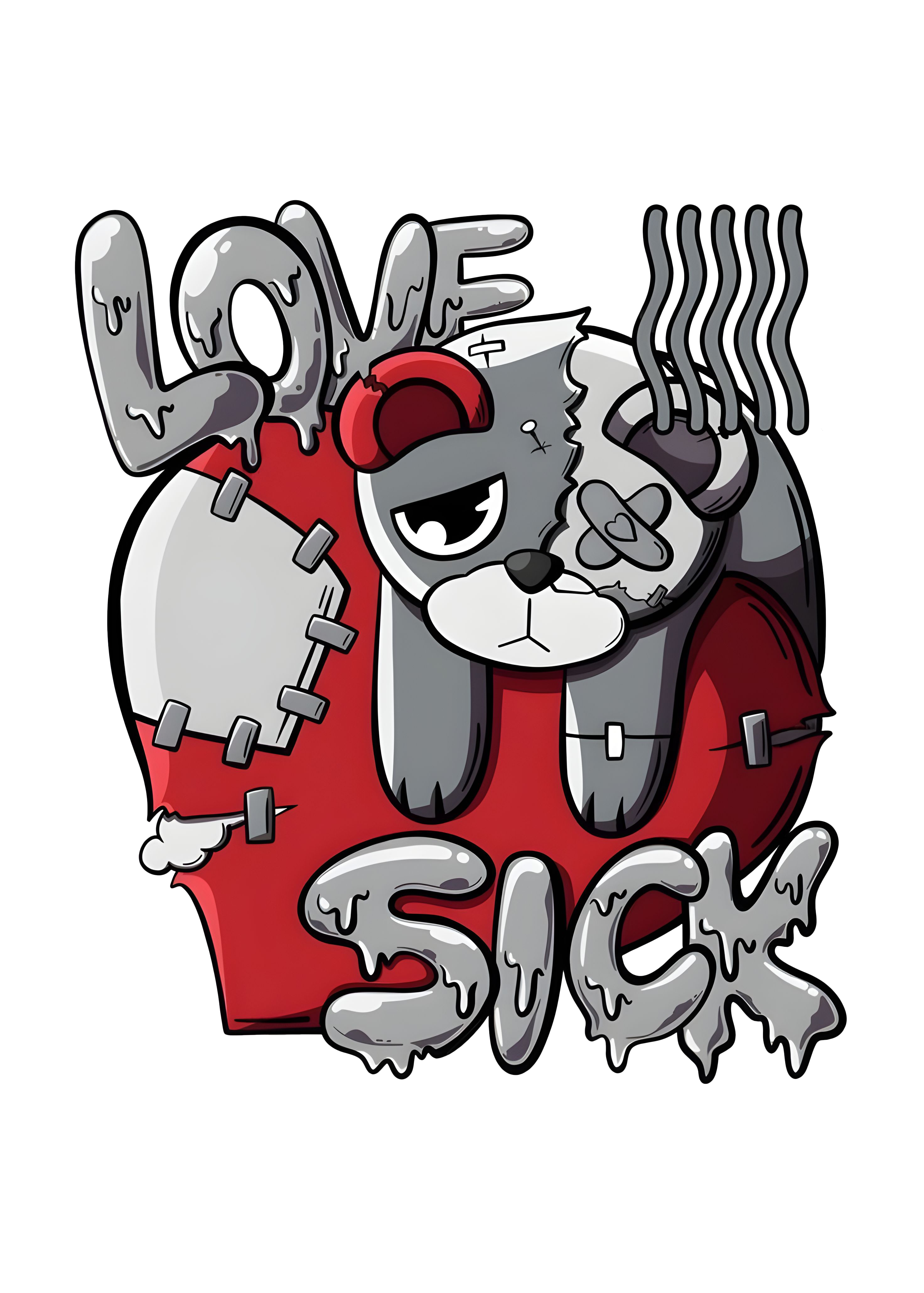 Love Sick Teddy Graphic Tee Womens Shirt