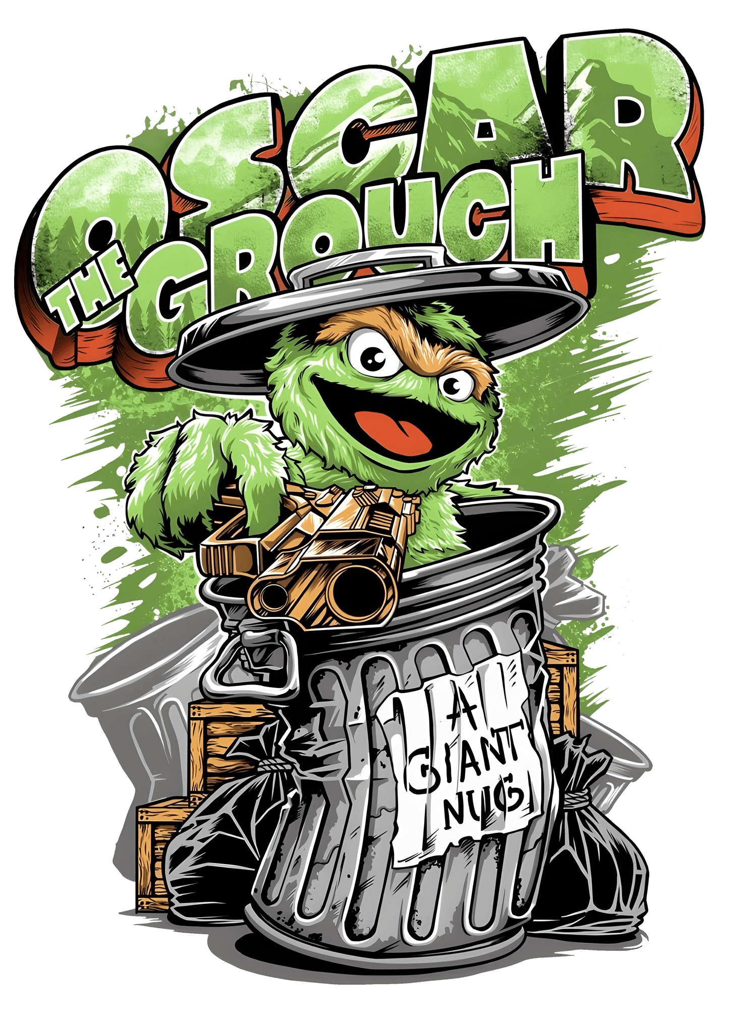 Oscar The Grouch Packing Heat Graphics Mens Tee