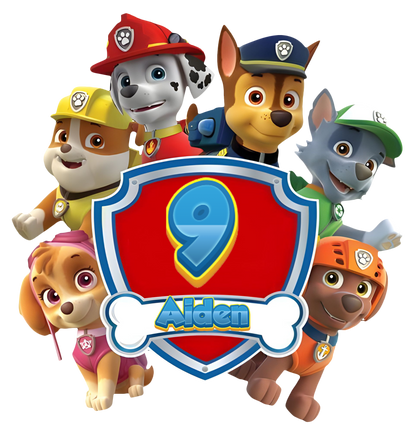 Paw Patrol Youth Birthday Personalized Age & Name Graphic Tee