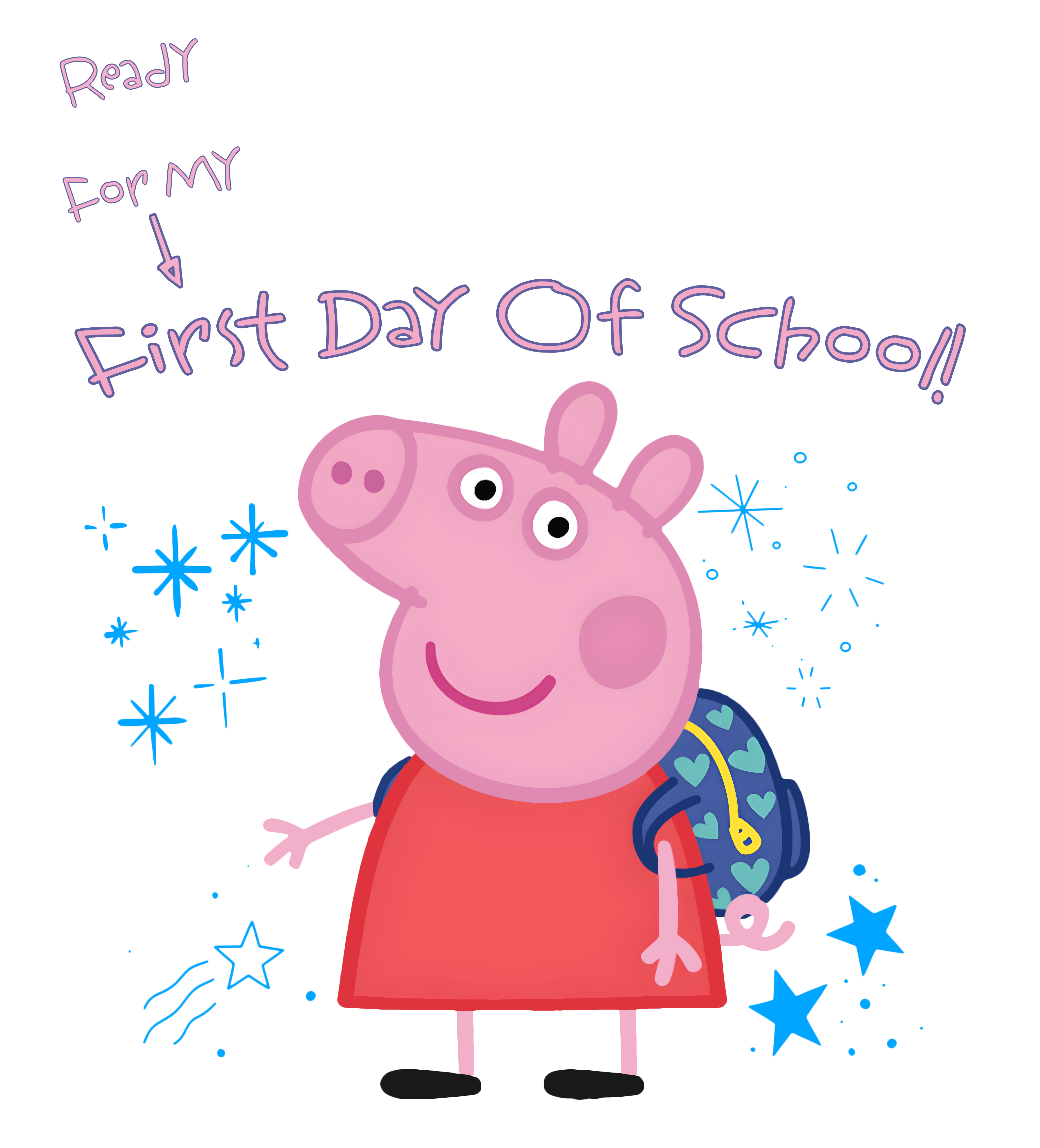Pepe Pig Ready For My First Day Of School Youth Graphic Tee Girls Shirt