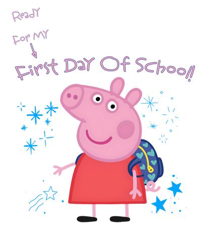 Pepe Pig Ready For My First Day Of School Youth Graphic Tee Girls Shirt