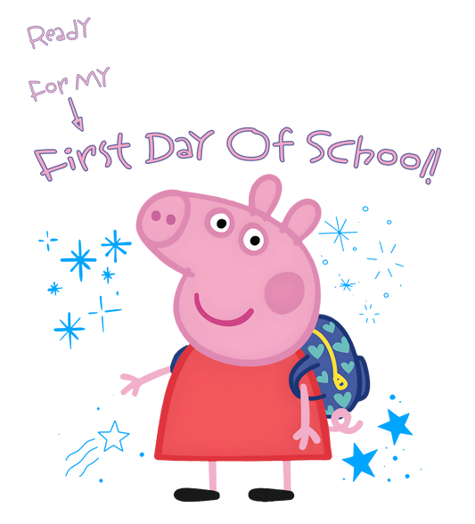 Pepe Pig Ready For My First Day Of School Youth Graphic Tee Girls Shirt