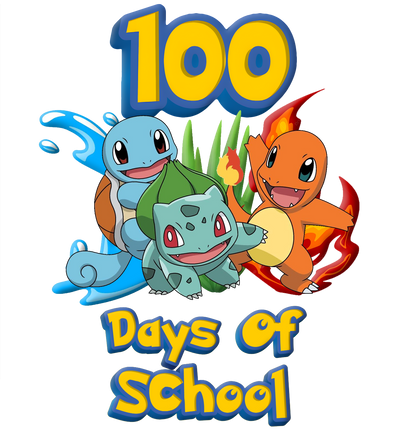 Pokemon Gen One Starters 100 Days Of School Youth Graphic Tee Unisex