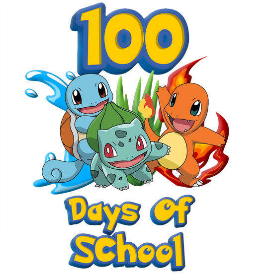 Pokemon Gen One Starters 100 Days Of School Youth Graphic Tee Unisex