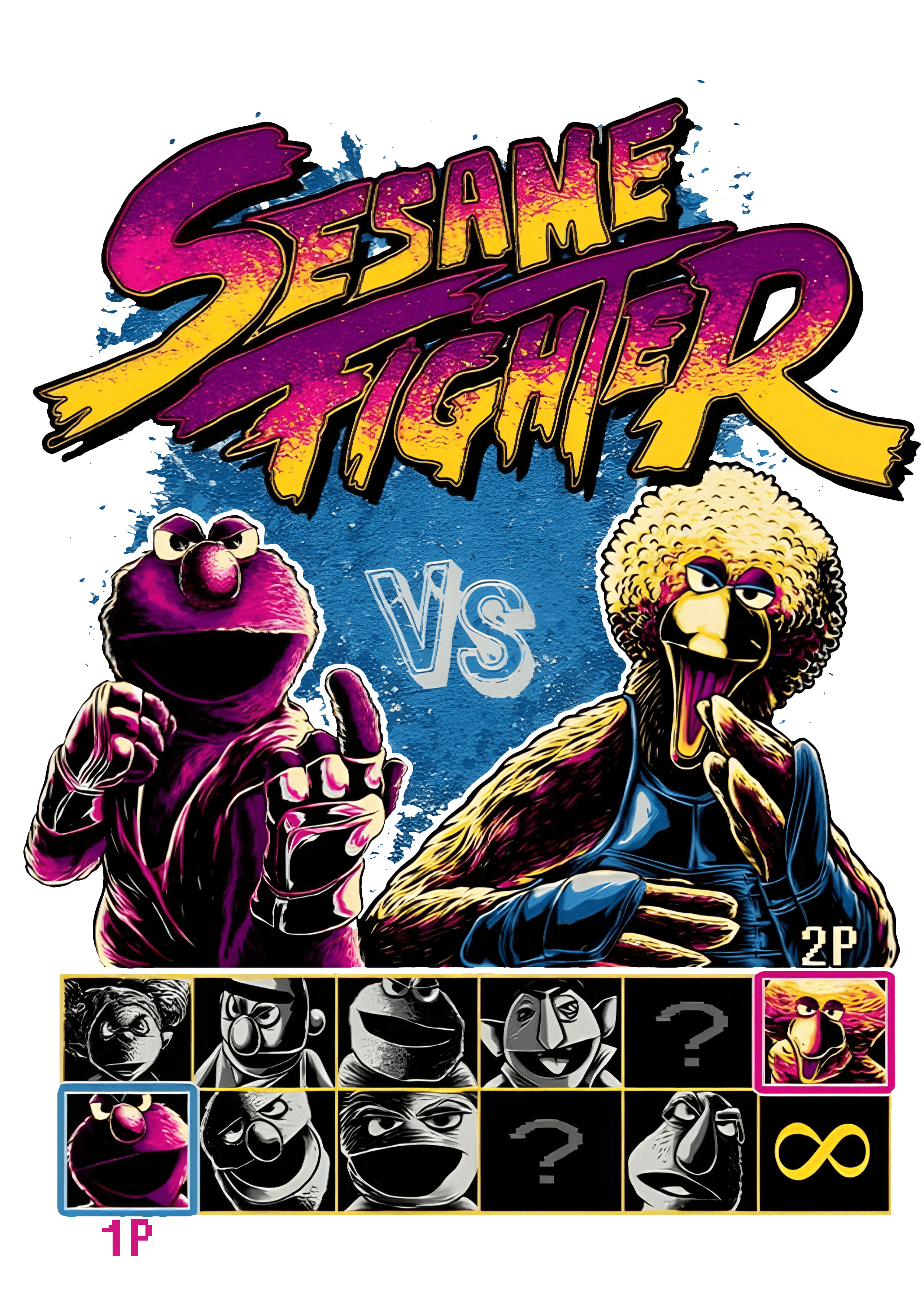 Sesame Fighter – Character Select Tee Unisex Graphic T Shirt