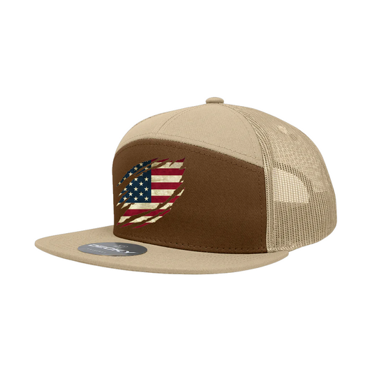 American Flag Desert Sand 7 Panel Snapback