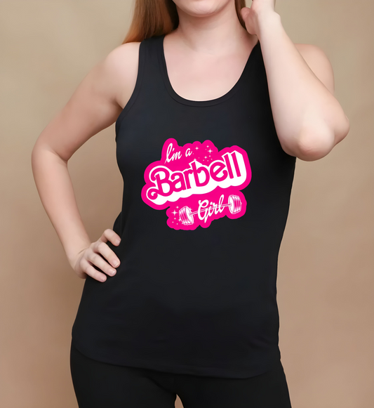 "Im a Barbell Girl" Barbie Parody Racer Back Womens Tank Top