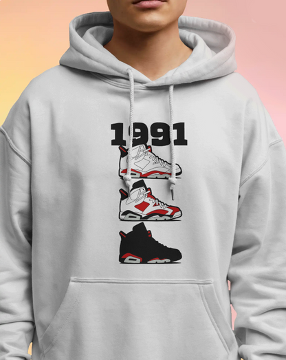 1991 Air Jordan 6's Graphic Hoodie Unisex Hooded Sweatshirt