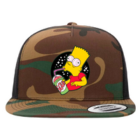 Bart Simpson Squishee Camo Snapback Trucker Hat - Psychedelic Squishee