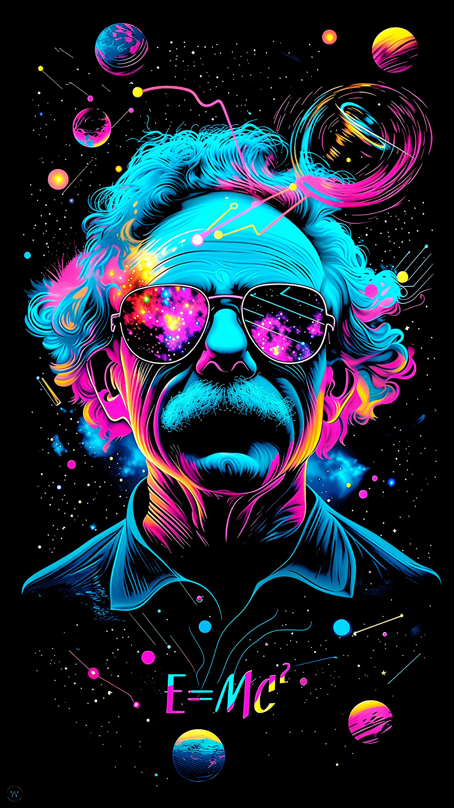 Albert Einstein Neon Scientist Graphic Tee Unisex Shirt