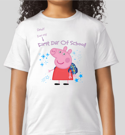 Pepe Pig Ready For My First Day Of School Youth Graphic Tee Girls Shirt