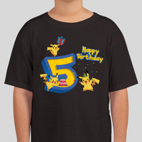 Pokemon Youth Pikachu Birthday Age Tee Unisex Shirt