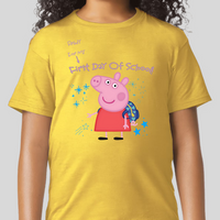 Pepe Pig Ready For My First Day Of School Youth Graphic Tee Girls Shirt
