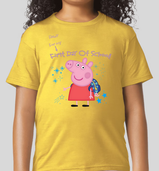 Pepe Pig Ready For My First Day Of School Youth Graphic Tee Girls Shirt