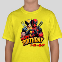 DeadPool & Wolverine Personalized Youth Birthday T Shirt