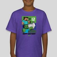 Minecraft Youth Custom Birthday Age & Name Graphic Tee Unisex Shirt