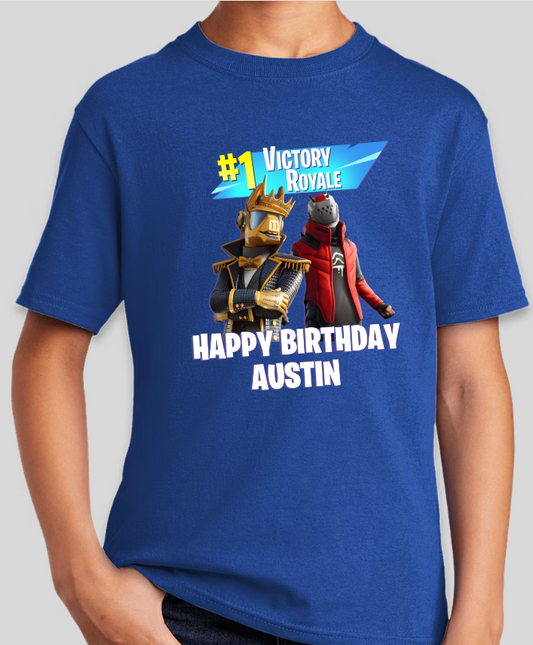 Fortnite Victory Royale Personalized Youth Birthday Tee