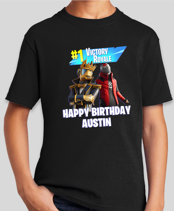 Fortnite Victory Royale Personalized Youth Birthday Tee