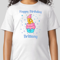 Carebear Cupcake Youth Personalized Birthday Girls Shirt