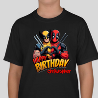 DeadPool & Wolverine Personalized Youth Birthday T Shirt
