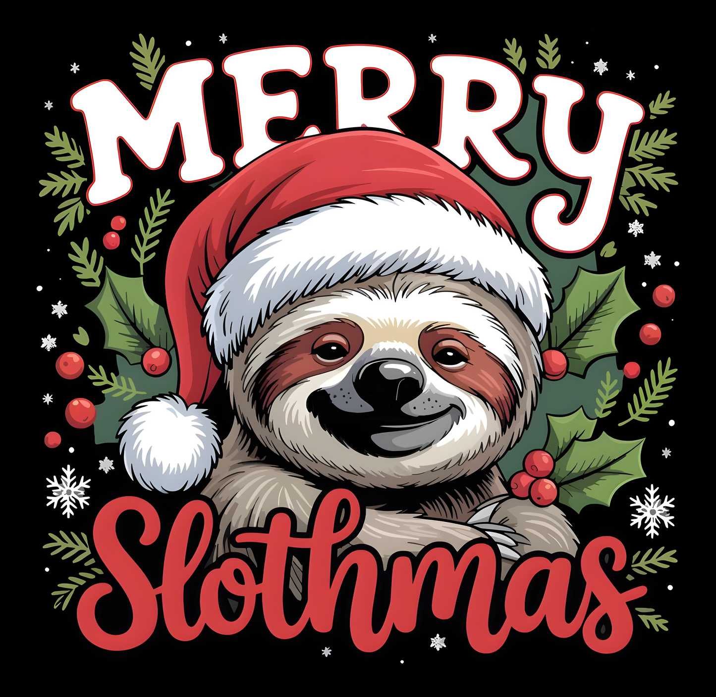 Merry Slothmas Holiday Christmas Graphic Tee
