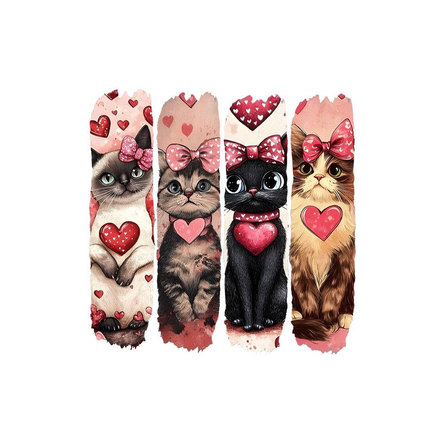 Valentine's Day Cats Graphic Tee Womens Short Sleeved