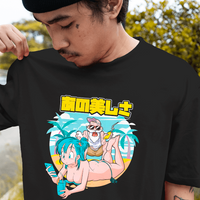 Master Roshi & Bulma Summer Vibes Tee – A Dragonball Island Paradise