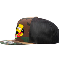 Bart Simpson Squishee Camo Snapback Trucker Hat - Psychedelic Squishee