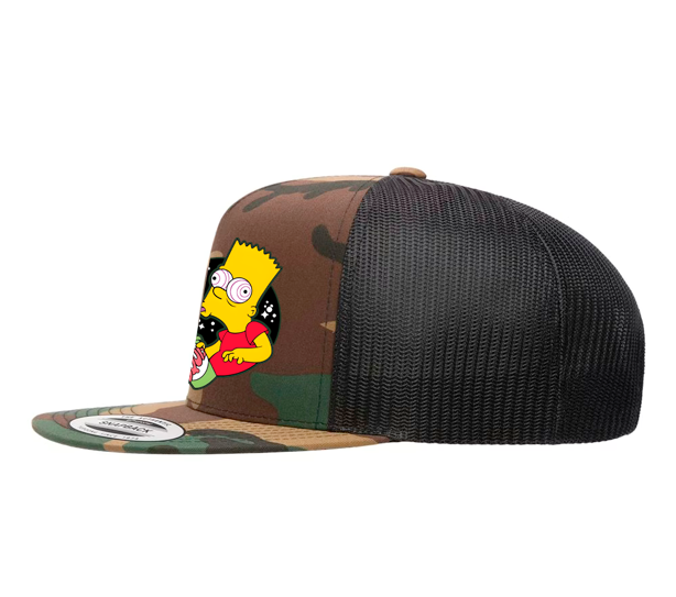 Bart Simpson Squishee Camo Snapback Trucker Hat - Psychedelic Squishee