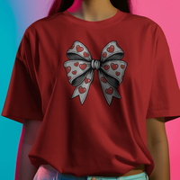 Heart Bow Graphic Tee Womens Short Sleeve