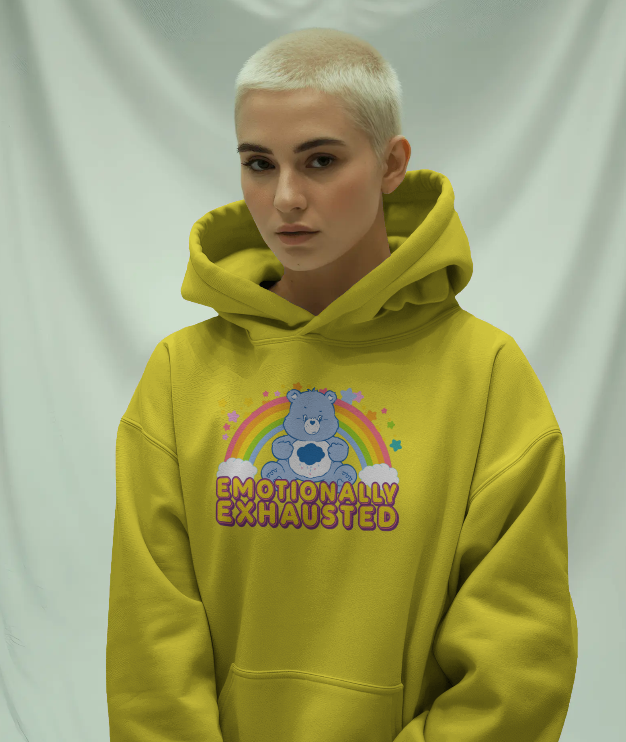 Emotionally Exhausted Care Bear Graphic Hoodie Womens Hoodie
