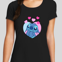 Stitch Is In Love! Womens Fitted Graphic Tee