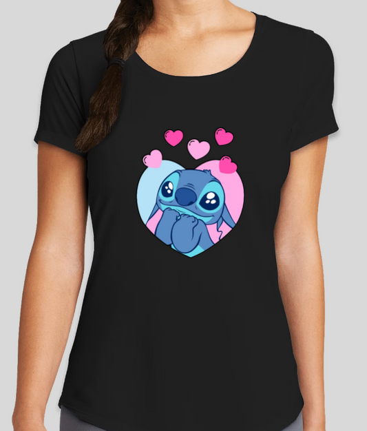 Stitch Is In Love! Womens Fitted Graphic Tee