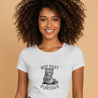 Not Fast Just Furious Feline Womens Fitted Graphic Tee