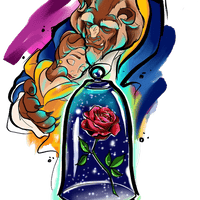 Beauty & the Beast Water Color Graphic Womens Fitted Tee